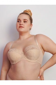 Бюстгальтер балконет из кружева для больших размеров с поддержкой Frank&Co 11314 бежевый - фото 1