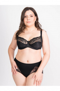 Бюстгальтер мягкий из микроволокна и кружева для больших размеров Frank&Co 11228 черный - фото 1
