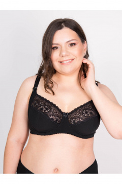 Черный кружевной хлопковый бюстгальтер-велосипед для больших размеров Frank&Co 10230 черный - фото 3