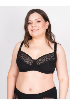 Черный кружевной хлопковый бюстгальтер-велосипед для больших размеров Frank&Co 10230 черный - фото 1