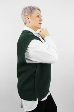 Зеленый вязаный жилет без боковых швов для повседневного стиля Полесье С1056-24 4С0855-Д43 158,164 лишайник_меланж - фото 2