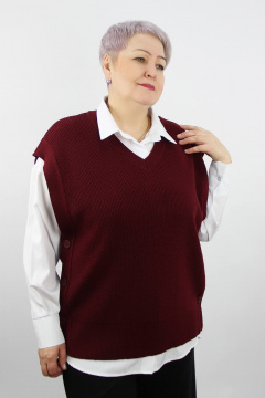 Красный вязаный жилет без боковых швов для ежедневного использования Полесье С1056-24 4С0855-Д43 158,164 св.бордовый - фото 1
