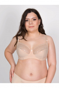 Бежевый хлопковый бюстгальтер на мягкой чашке большой размер Frank&Co 10330 бежевый - фото 1