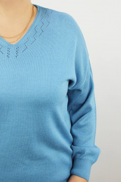 Блузочный джемпер прямой силуэт из трикотажа с V-образной горловиной Полесье С1994-24 4С0840-Д43 158,164 атолл - фото 3
