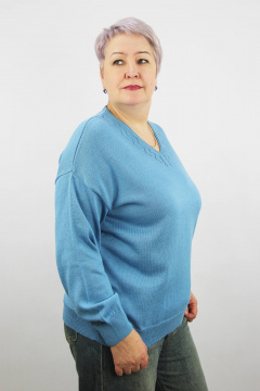 Блузочный джемпер прямой силуэт из трикотажа с V-образной горловиной Полесье С1994-24 4С0840-Д43 158,164 атолл - фото 2