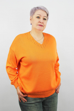 Блузочный джемпер прямой силуэт из трикотажа с V-образной горловиной Полесье С1994-24 4С0840-Д43 158,164 нектарин - фото 1