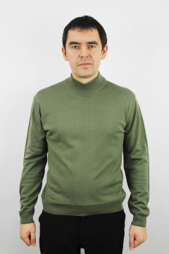 Демисезонный вязаный свитер с двойным воротником стойкой Полесье С3012-15 5С1749-Д43 182,188 полынь - фото 1