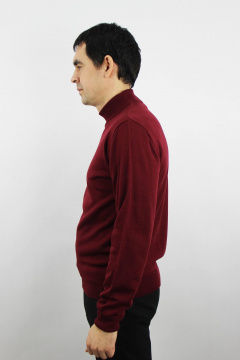 Демисезонный вязаный свитер с двойным воротником стойкой Полесье С3012-15 5С1749-Д43 182,188 св.бордовый - фото 2