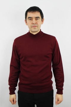Демисезонный вязаный свитер с двойным воротником стойкой Полесье С3012-15 5С1749-Д43 182,188 св.бордовый - фото 1