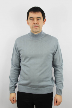 Демисезонный вязаный свитер с двойным воротником стойкой Полесье С3012-15 5С1749-Д43 182,188 серый - фото 1