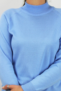 Демисезонный вязаный свитер с рукавом реглан и двойной стойкой Полесье С3316-15 5С1754-Д43 170,176 голубой - фото 3