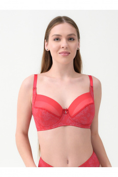 Бюстгальтер из микрофибры и кружев с декоративным бантом Frank&Co 13430 красный - фото 1