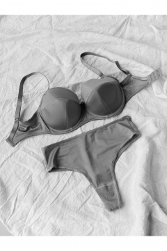 Бюстгальтер без каркаса из микрофибры с пуш-апом Frank&Co 11049 серый - фото 4