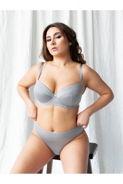 Бюстгальтер без каркаса из микрофибры с пуш-апом Frank&Co 11049 серый - фото 1