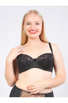 Большеразмерный кружевной бюстгальтер без каркаса Frank&Co 11257 черный - фото 1
