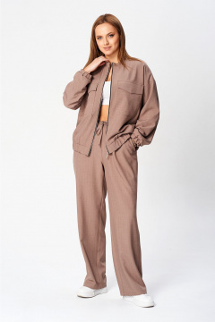 Деловой комплект из костюмной ткани: жакет и брюки Liona Style 927 мокко - фото 1