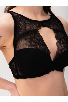 Бюстгальтер бралет из кружевного сетчатого материала Frank&Co 11259 черный - фото 3