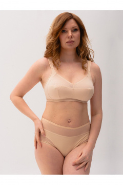 Большие размеры бюстгальтер из трикотажа и сетки Frank&Co 11366 бежевый - фото 5