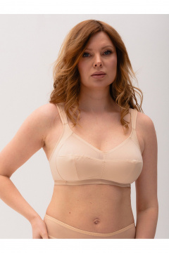 Большие размеры бюстгальтер из трикотажа и сетки Frank&Co 11366 бежевый - фото 1