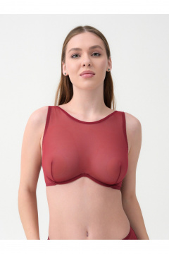 Бюстгальтер из сетки с высокой горловиной и регулировками Frank&Co 11470 красный - фото 1