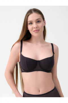 Бюстгальтер балконет из сетки с вертикальным швом Frank&Co 13971 коричневый - фото 1