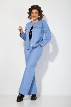 Комплект джинсового стиля жакет и брюки с карманами Liliana 1415 голубой - фото 3