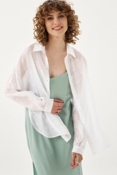 Блуза из легчайшей натуральной ткани с воротником SODA 5851 белый - фото 4