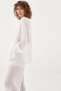 Блуза из легчайшей натуральной ткани с воротником SODA 5851 белый - фото 3