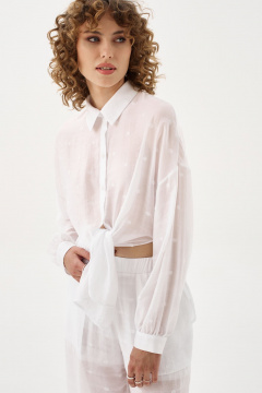 Блуза из легчайшей натуральной ткани с воротником SODA 5851 белый - фото 1