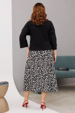 Демисезонная черная блузка со спущенным плечом на пуговицах Anastasia 1201 черный - фото 5