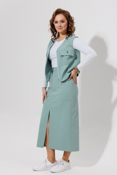Голубой жилет и юбка из хлопка для демисезона Galean Style 969 голубой - фото 4