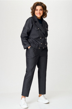 Джинсовый костюм жакет и зауженные брюки для casual Aira Style 24219 графитовый - фото 5