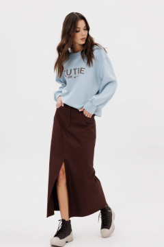 Демисезонная джинсовая юбка-годе с разрезом и карманами Fantazia Mod 5029 - фото 5