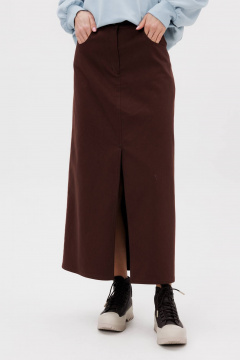 Демисезонная джинсовая юбка-годе с разрезом и карманами Fantazia Mod 5029 - фото 4