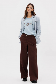 Демисезонные брюки wide leg с расклешением из хлопка Fantazia Mod 5033 - фото 1