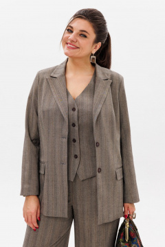 Деловой костюм тройка: жакет, жилет и брюки из ткани Anelli 1426 нежный_волк - фото 2