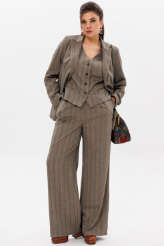 Деловой костюм тройка: жакет, жилет и брюки из ткани Anelli 1426 нежный_волк - фото 1