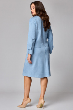 Комплект жакет и юбка из замши на каждый день Мишель стиль 1247 голубой - фото 2