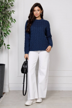 Джемпер вязаный в стиле casual, синий, демисезонный Romgil РВ0186-ШЕ5 индиго - фото 4