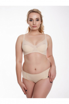 Хлопковые трусы со средней посадкой и кружевной отделкой Frank&Co 20317 бежевый - фото 4