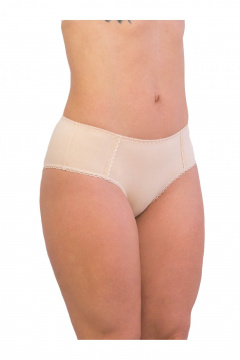 Хлопковые трусы со средней посадкой и кружевной отделкой Frank&Co 20317 бежевый - фото 1