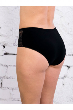 Высокие хлопковые трусы больших размеров с кружевом Frank&Co 20225 черный - фото 2