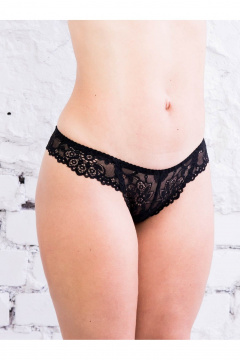 Трусы стринг из кружева с низкой линией талии Frank&Co 21227 черный - фото 1