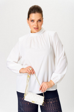Белая демисезонная блуза с воротником и нагрудными вытачками Nadin 2159 - фото 1