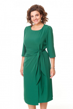 Зеленое платье с пелериной и бантовыми деталями Надин-Н 2163 - фото 2