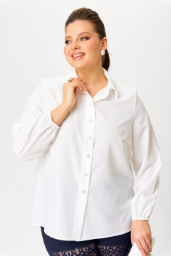Стильная белая блуза с рукавами на резинке и воротником Nadin 1982 - фото 1