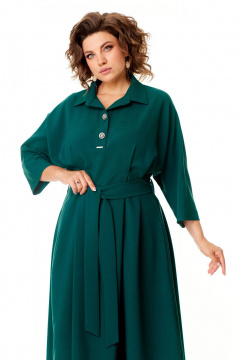 Зеленое платье с мягкими складками и рукавом Надин-Н 2157_1 - фото 4