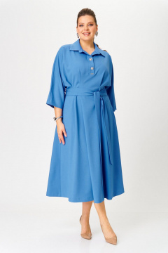 Платье на каждый день, мягкие складки, рукав 62 см, голубое Надин-Н 2157_4 - фото 1