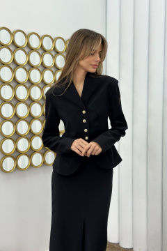 Платье-кокон с рукавом и воротником-стойкой, приталенное THE.WOMAN 0284 черный - фото 3