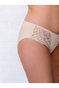 Трусы средней посадки с кружевным декором из хлопка Frank&Co 20338 бежевый - фото 3